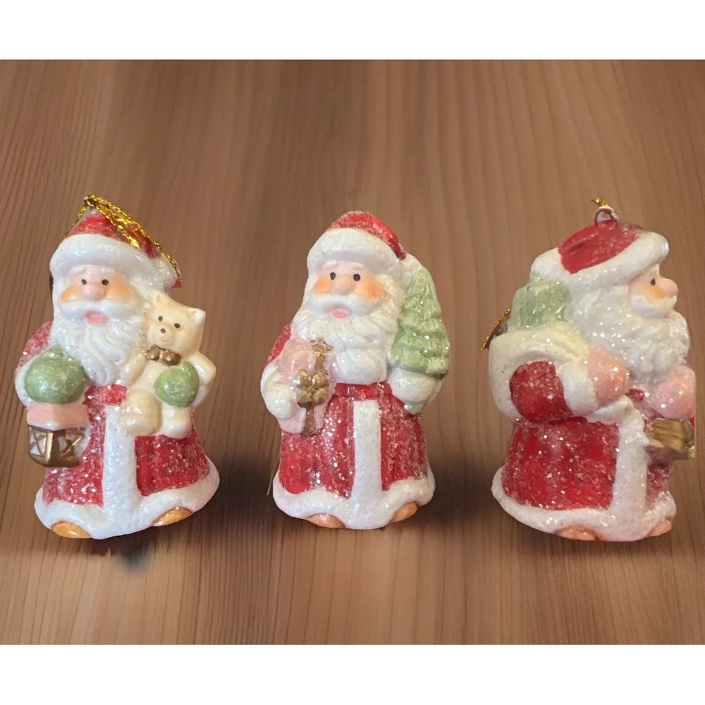 Set of 6 Homemaker's Idea Co. Santa Ornaments Bells RS130 – New in Box Glittered